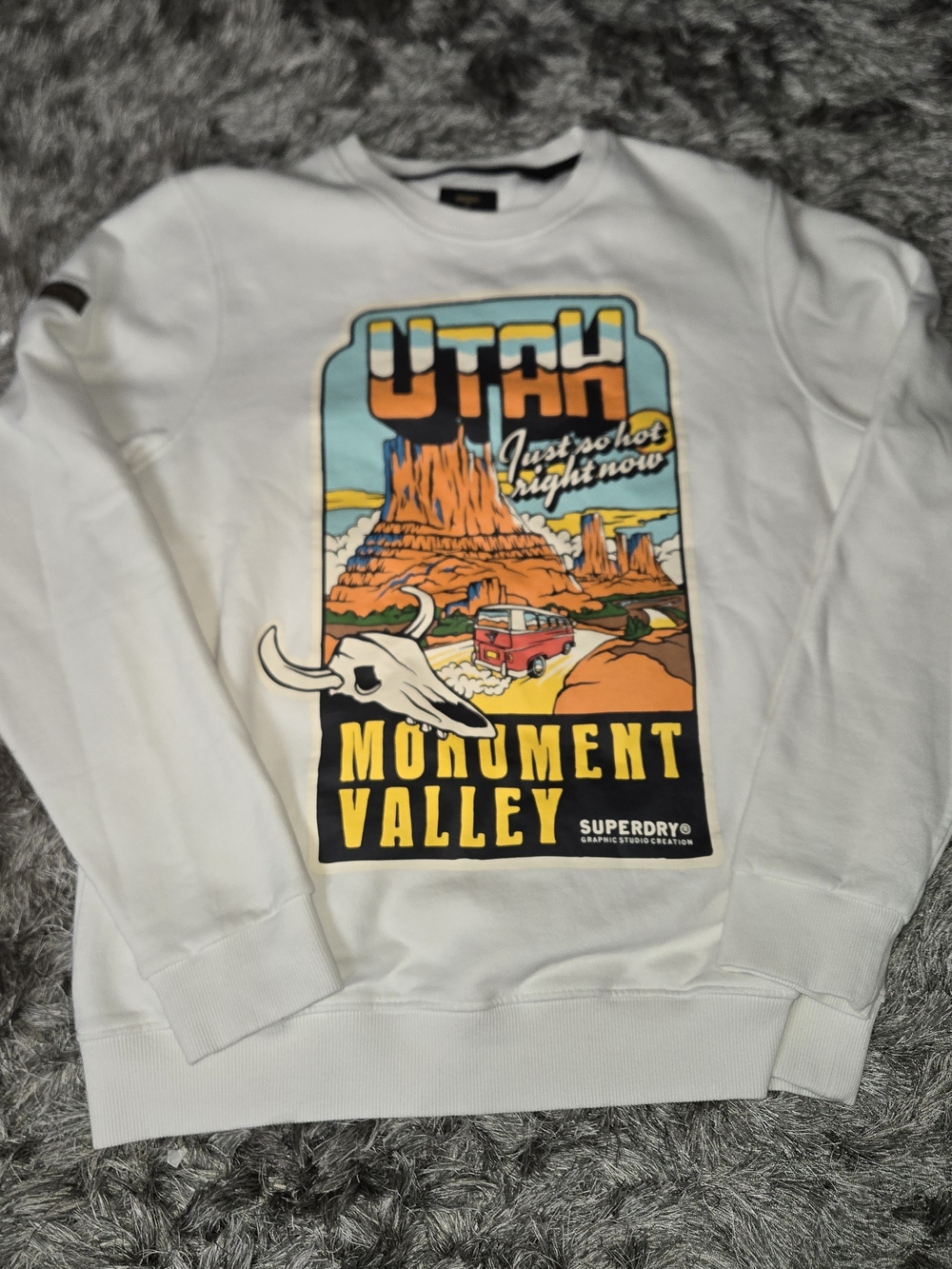 Superdry White Monument Valley Graphic Crewneck Sweatshirt